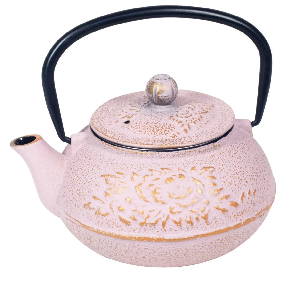 Théière Japonaise En Fonte émaillée Rose Et Or 0.8 Litre – Image 3