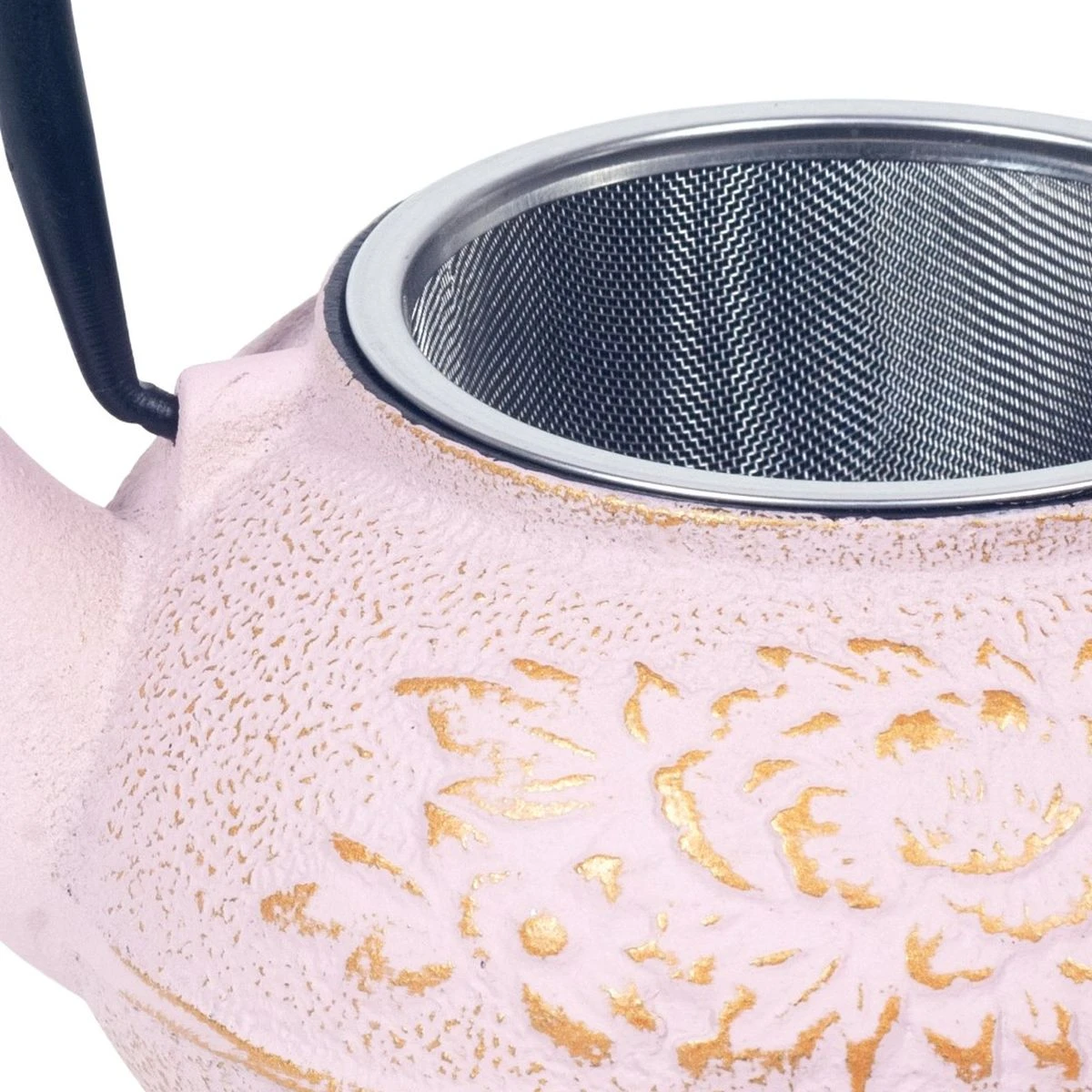 Théière Japonaise En Fonte émaillée Rose Et Or 0.8 Litre
