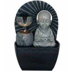 Fontaine Petit Moine Bouddhiste En Résine 19 Cm