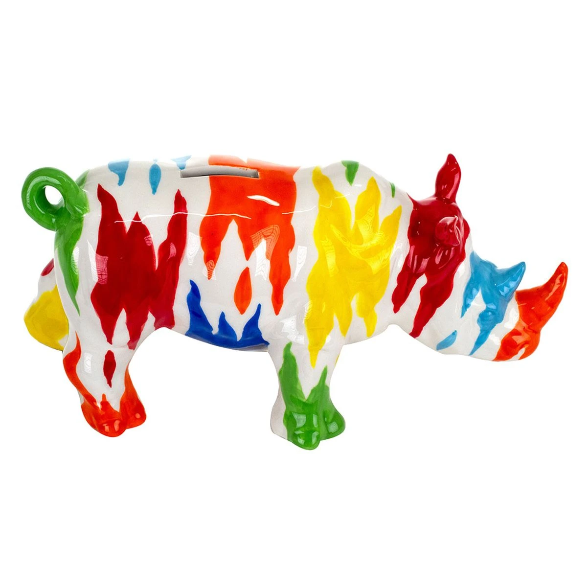 Tirelire Rhinocéros Pop Art En Céramique 14 Cm