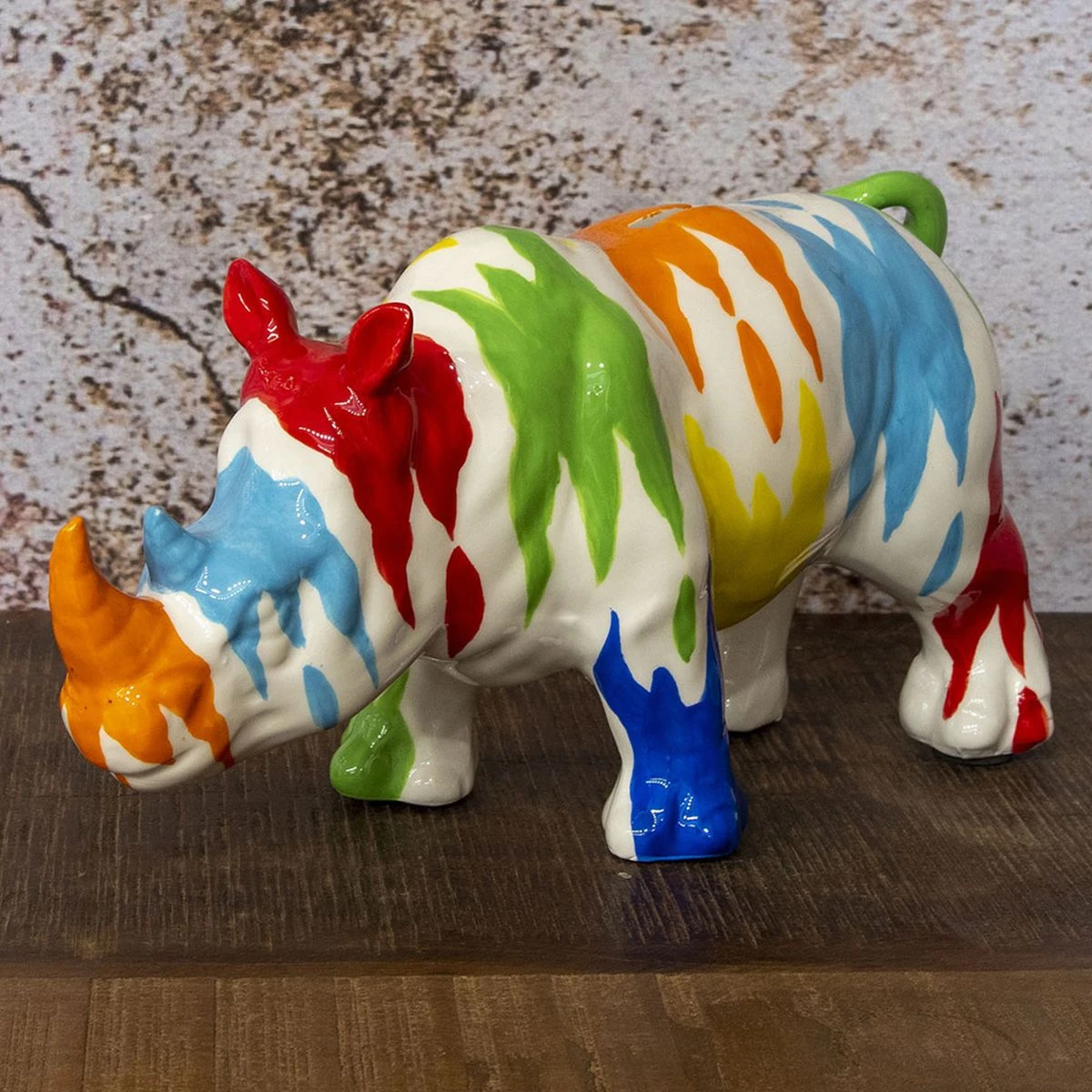 Tirelire Rhinocéros Pop Art En Céramique 14 Cm – Image 2