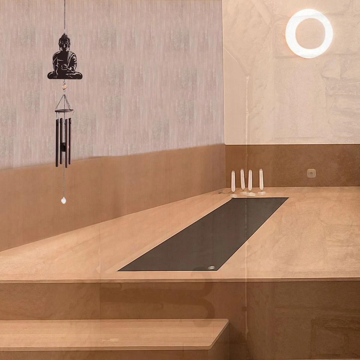 Suspension Bouddha En Métal Aspect Aspect Rouille - 102 Cm