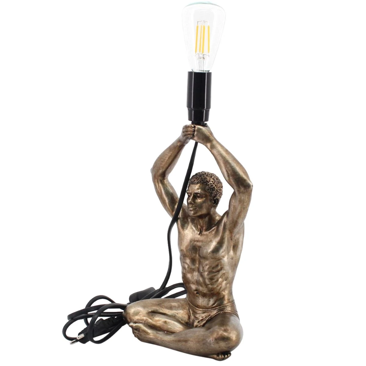 Lampe Homme Aspect Bronze En Résine 30 Cm – Image 2
