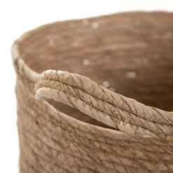 Lot 3 Panières En Fibre De Roseau Et Cosse De Maïs Tressés