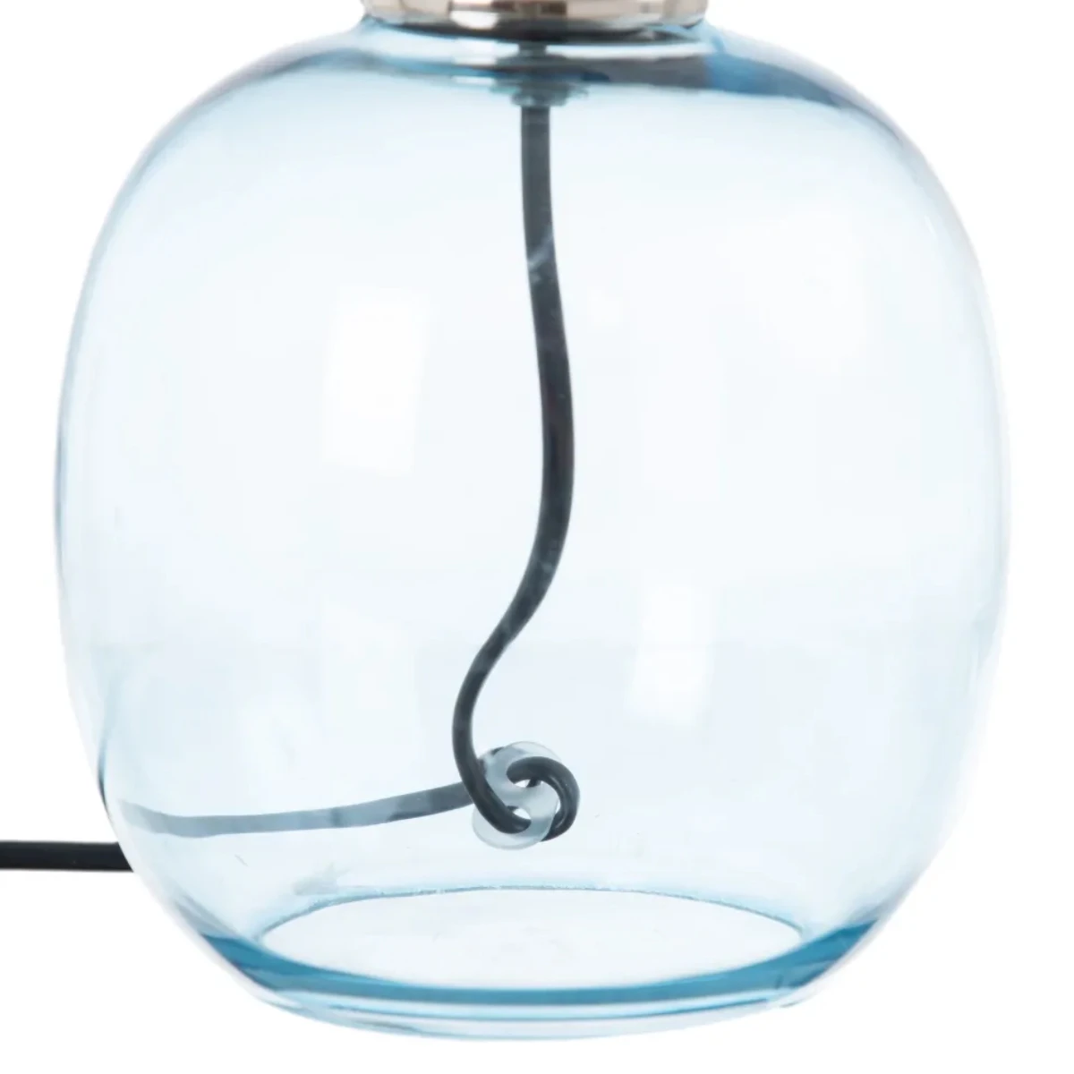 Lampe En Verre Bleu - Abat Jour En Lin – Image 2