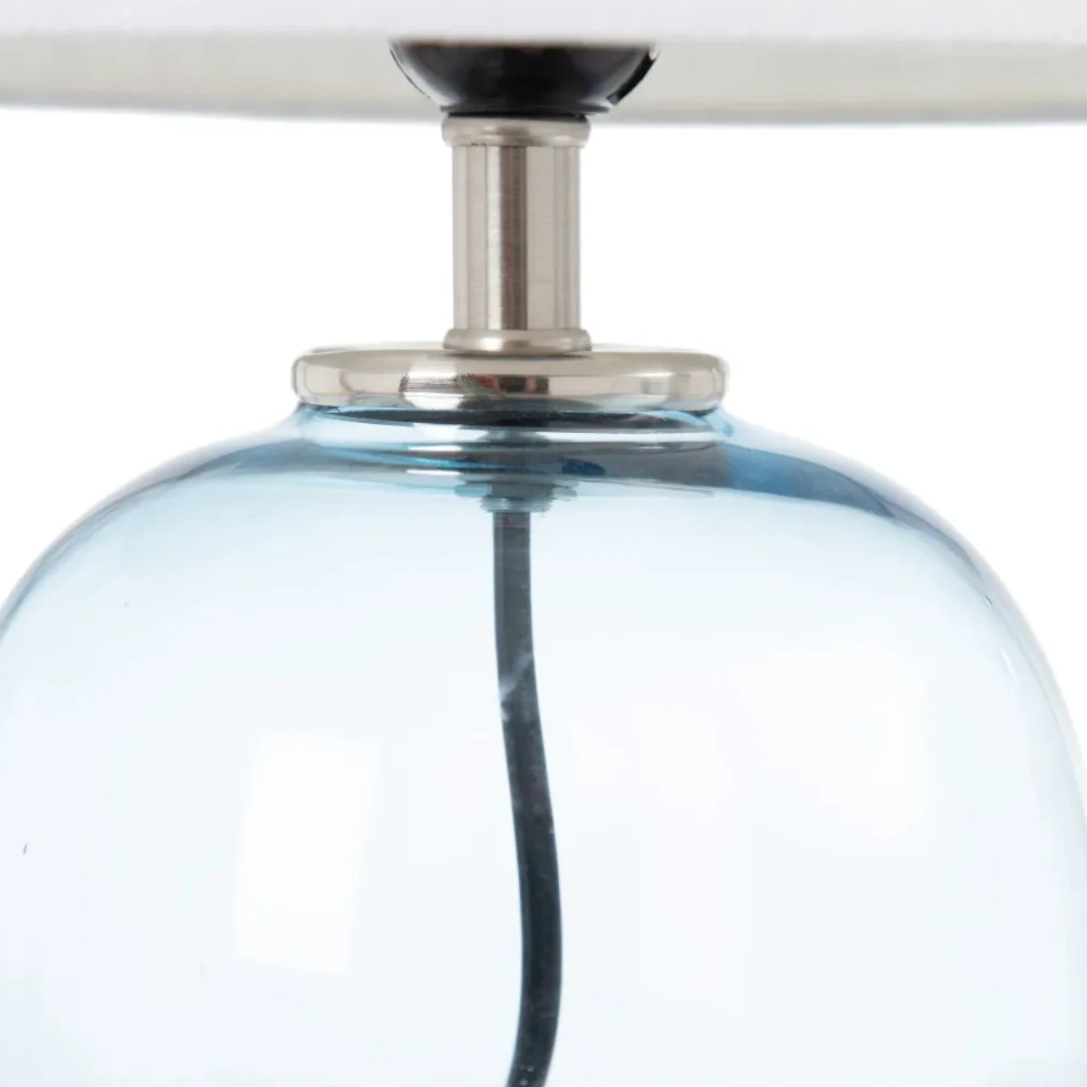 Lampe En Verre Bleu - Abat Jour En Lin – Image 3