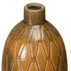 Vase Patiné De Couleur Moutarde En Céramique 30 Cm