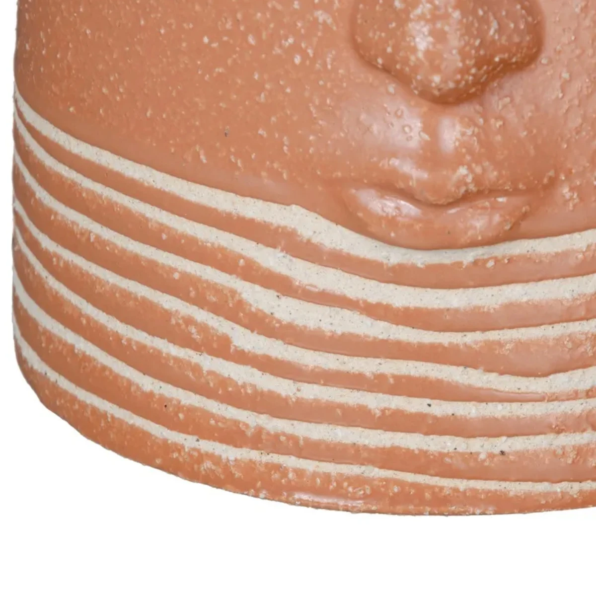 Vase Ocre Orange Visage En Céramique – Image 3