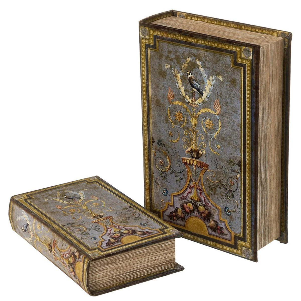 Ensemble De 2 Boîtes Grises En Forme De Livres - Oiseau – Image 4