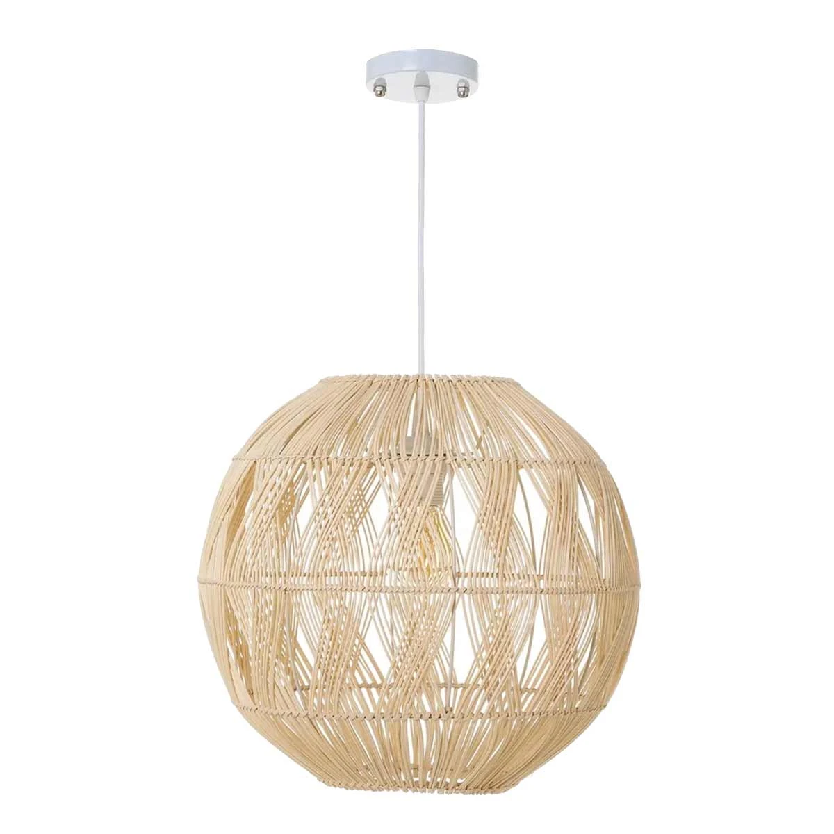 Lustre Rond En Rotin Naturel 36 Cm – Image 3