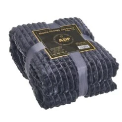 Plaid En Velours Côtelé Sherpa Gris 125 X 150 Cm