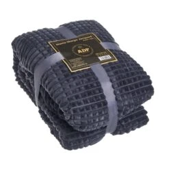 Couvre Lit En Velours Côtelé Sherpa Gris - 220 X 240 Cm