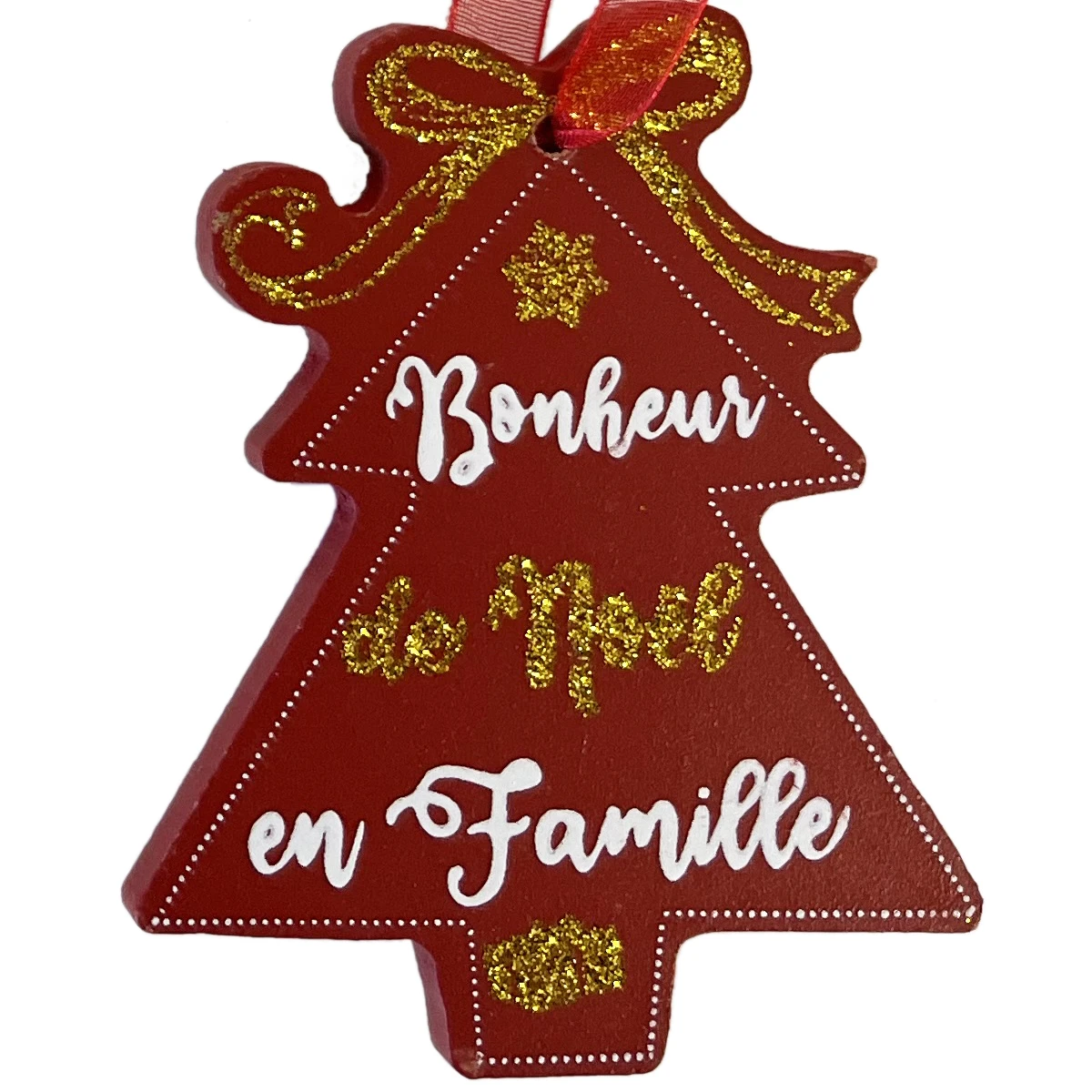 Lot De 3 Décorations De Sapin En Bois Pailleté – Image 3