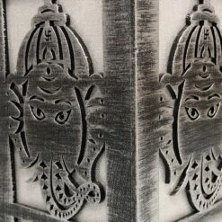 Photophore Dieu Ganesh Pour Bougie Votive En Bois Argenté