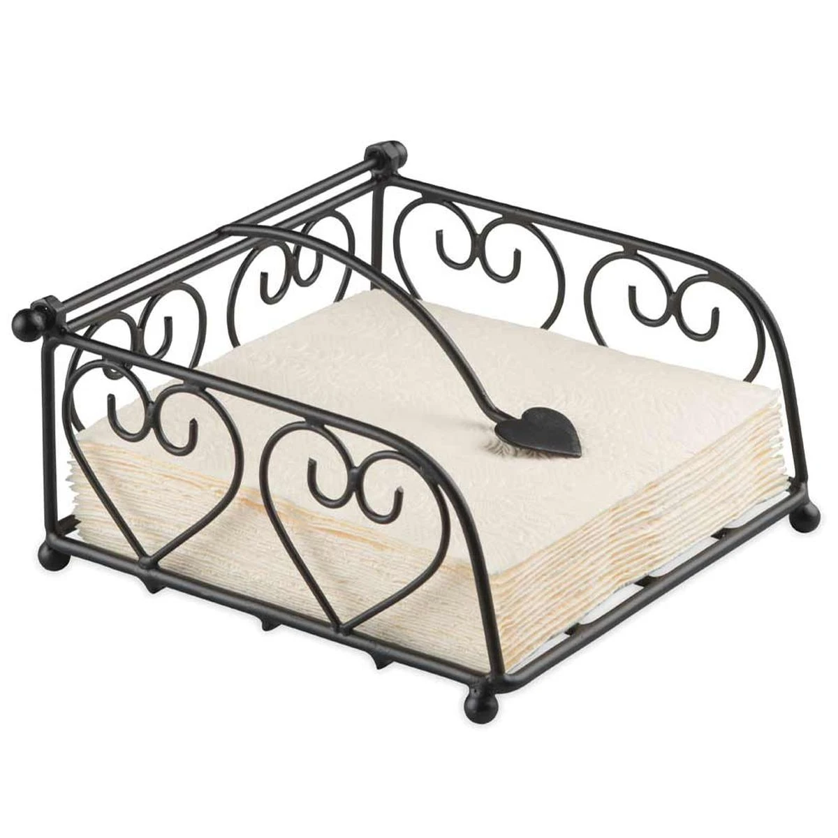 Porte Serviettes Coeurs En Métal Noir – Image 2