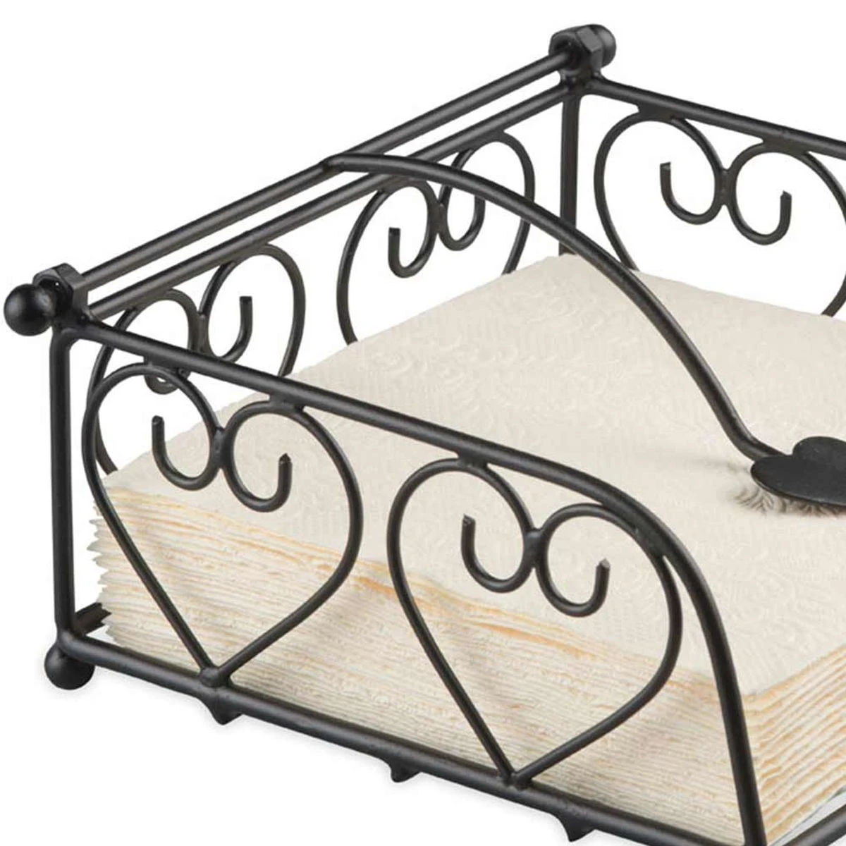 Porte Serviettes Coeurs En Métal Noir