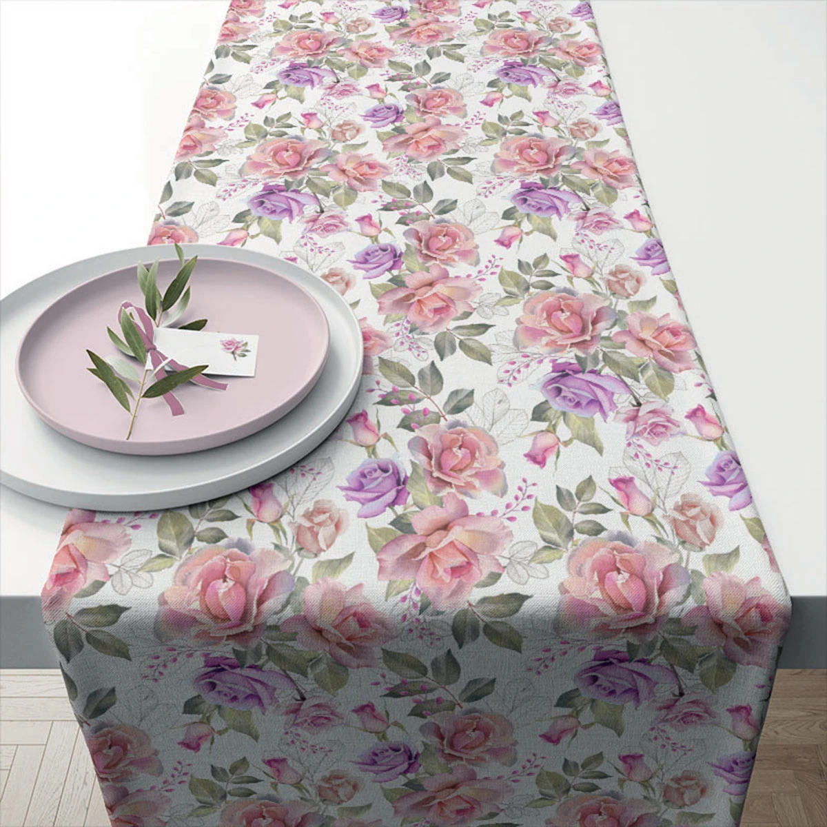 Chemin De Table Roses Josephine En Coton - 40 X 150 Cm – Image 2