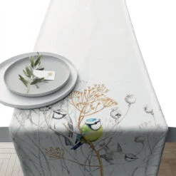 Chemin De Table Oiseaux En Coton - 40 X 150 Cm