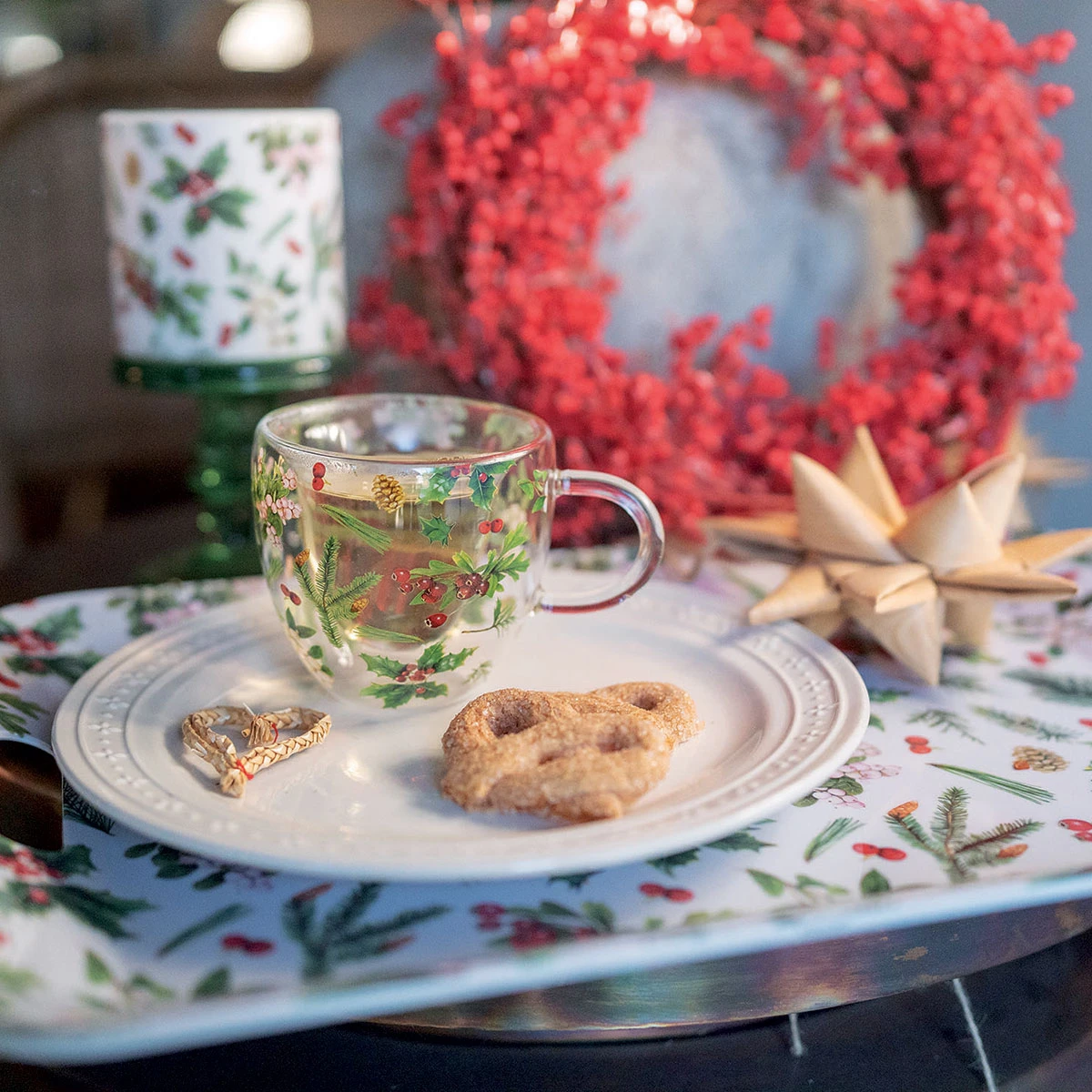 Grand Plateau En Mélamine - Verdure D'hiver