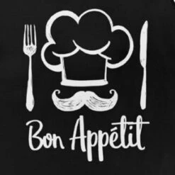 Tablier Adulte En Coton Noir - Bon Appétit