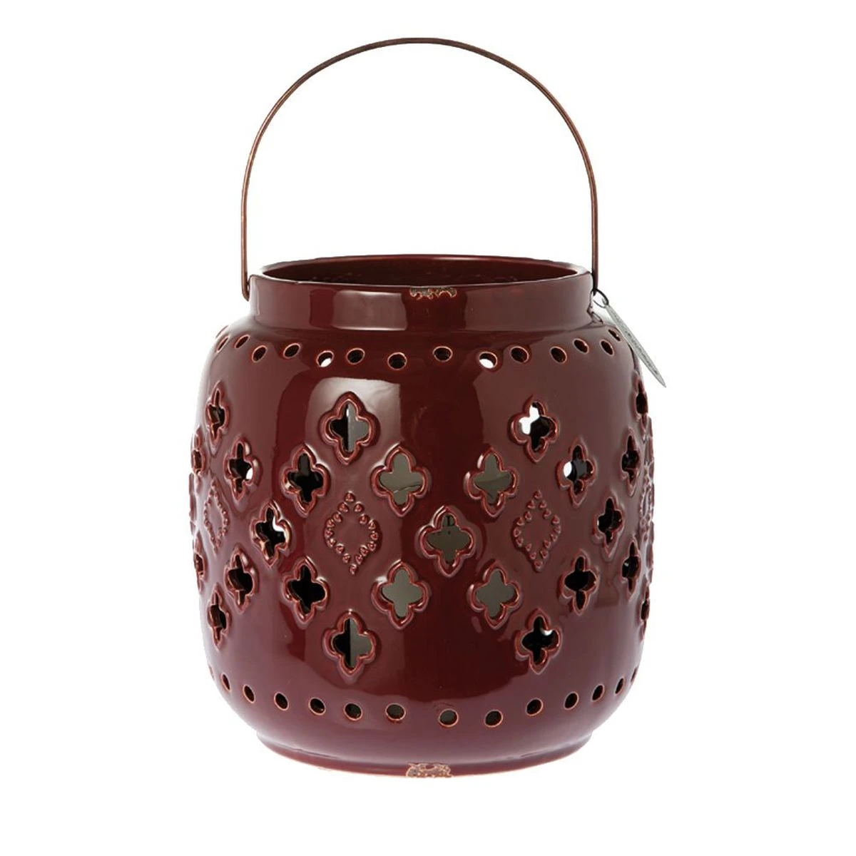 Grand Photophore Flower En Céramique Bordeaux – Image 2