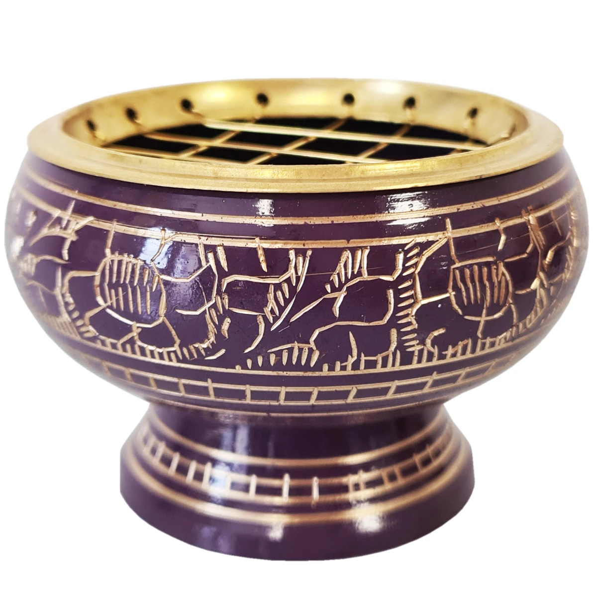 Brûle Encens à Charbon En Laiton - Pourpre – Image 2