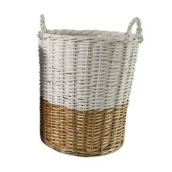 Panière En Osier Blanc Et Naturel 50 Cm