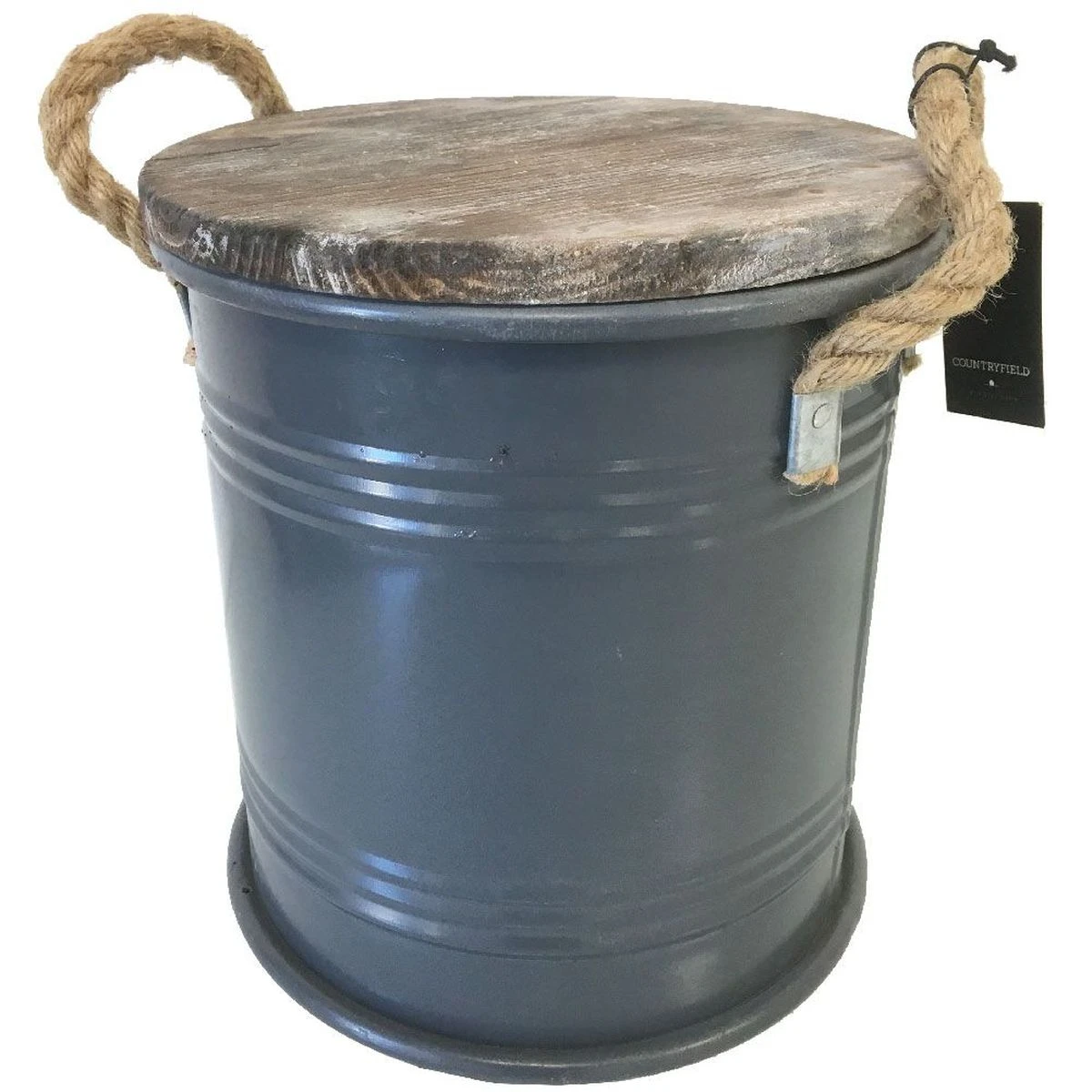 Boîte De Rangement Pouf Industrielle Petit Modèle 27 Cm – Image 2