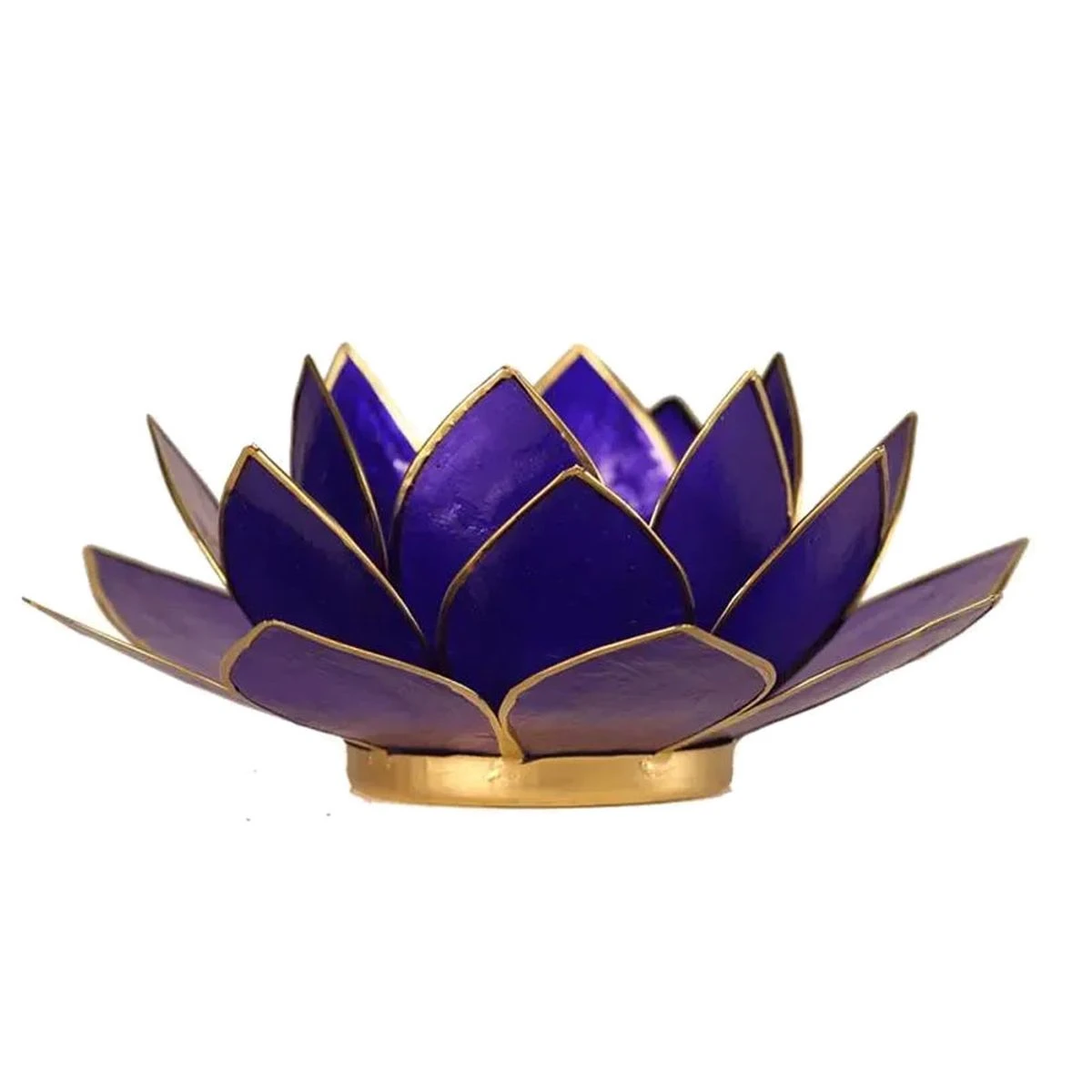 Photophore Fleur De Lotus Indigo Finition Dorée Chakra 6 – Image 2