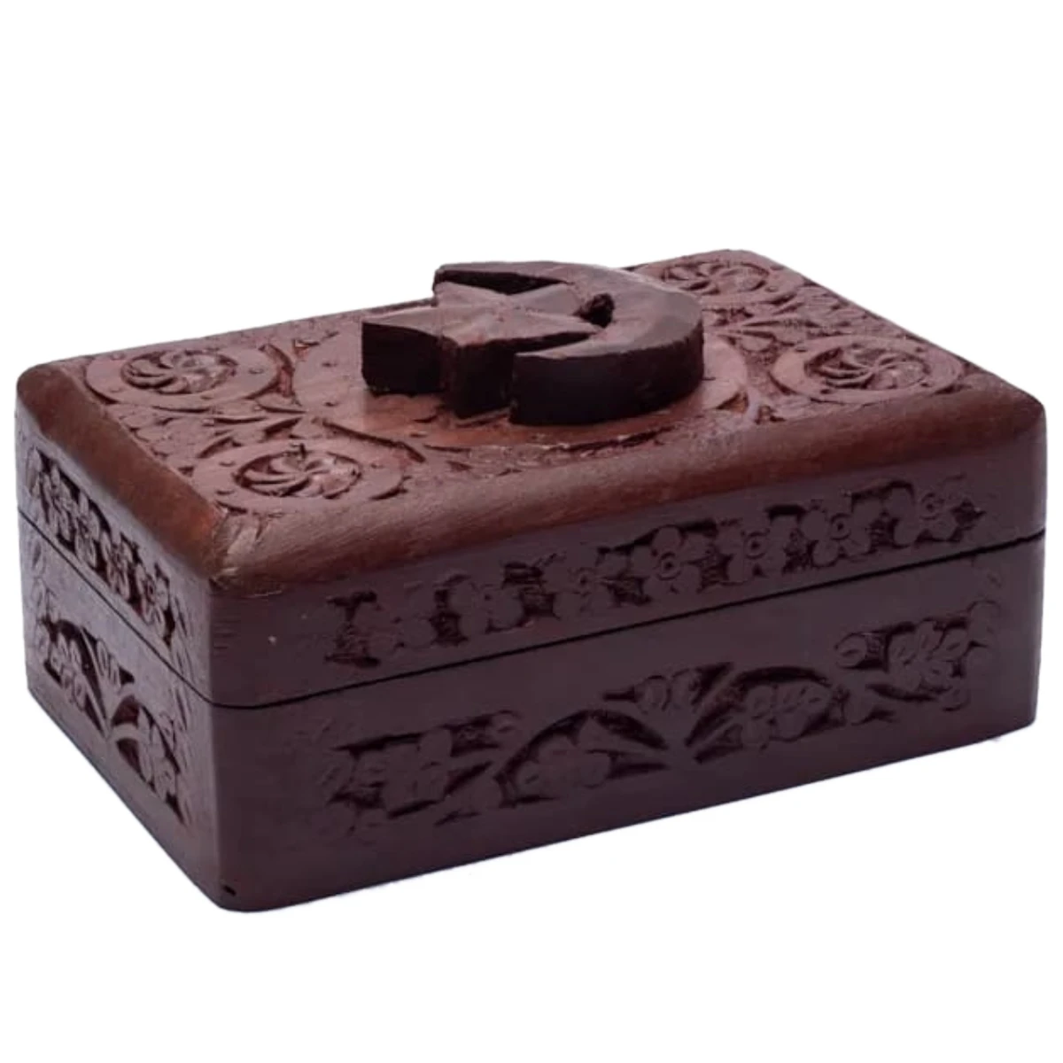 Boite Pour Tarots Lune étoile En Bois Sculpté 15.5 Cm – Image 3