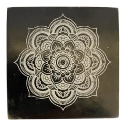 Brûle Encens En Pierre à Savon Noire Mandala
