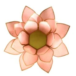 Photophore Fleur De Lotus Rose Pastel Finition Or