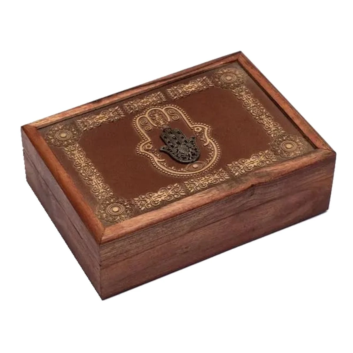 Boite Pour Tarots Main De Fatima En Bois De Rose D'Inde 18 Cm – Image 3