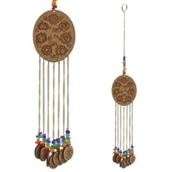Suspension Feng Shui Sept Chakra En Bois 43 Cm
