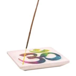 Porte Encens En Grès - OM ॐ 10 X 10 Cm