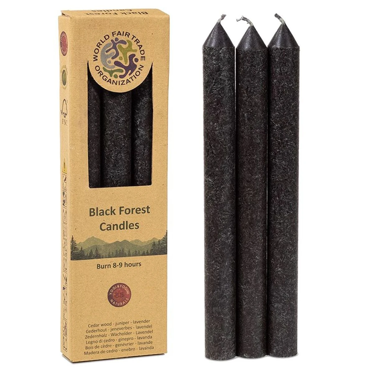 3 Bougies Teintées Dans La Masse 21 Cm - Parfumées Black Forest