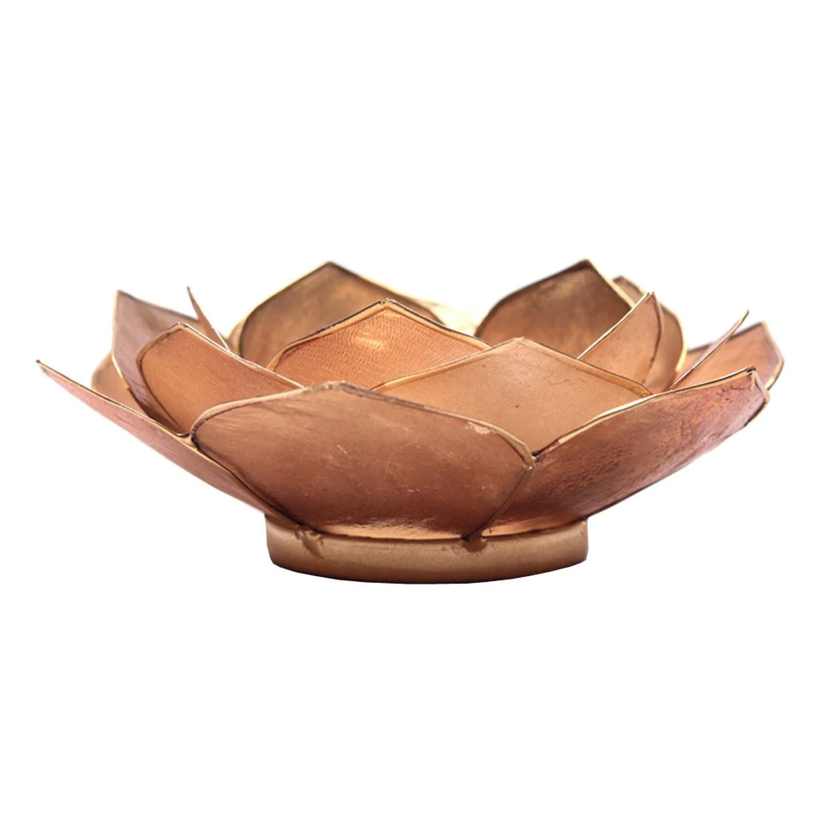 Photophore Pétales De Lotus Beige Fumé Finition Dorée