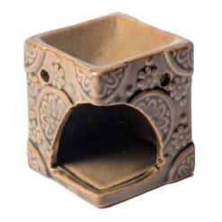 Brûleur Cire à Fondre Aromatique Marron - Fleurs