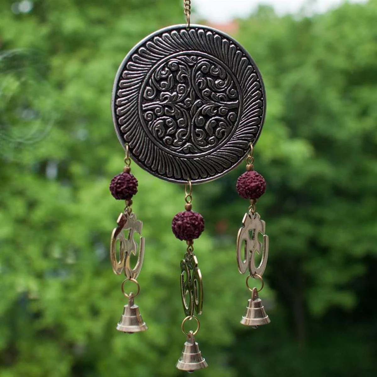 Clochettes Avec Rudraksha Et Symbole OM 26.5 Cm