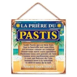 Plaque Décorative Prière Du Pastis à Suspendre 20 Cm