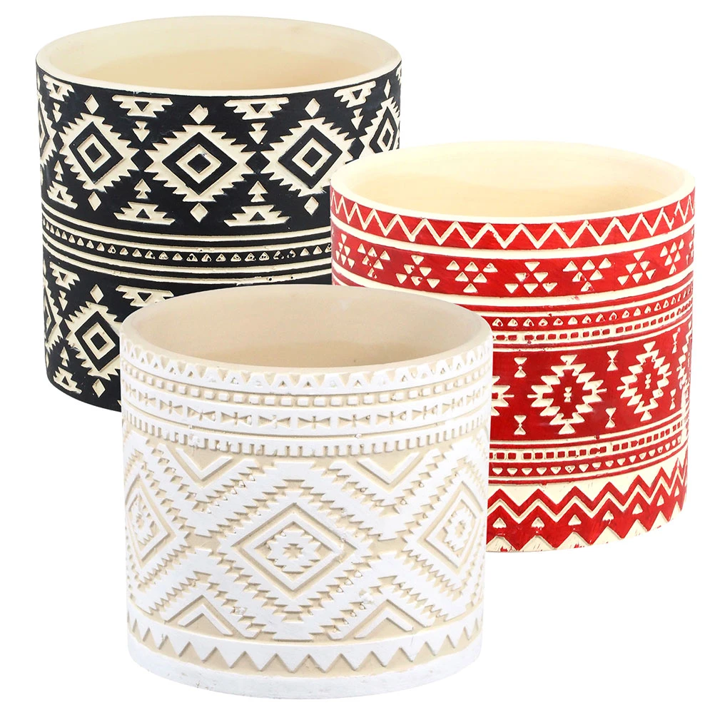 Mini Cache Pot Mexi Aztèque En Céramique 6.5 Cm - Rouge