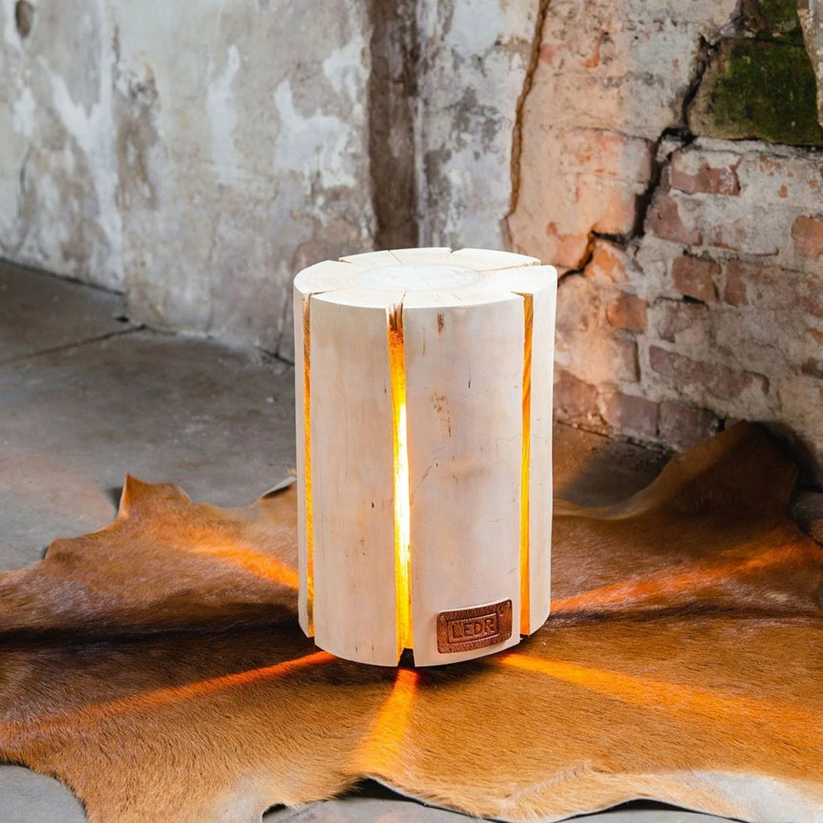 Lampe Tronc En Cerisier Véritable Faite à La Main 30 Cm – Image 4